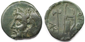 Griechische Münzen, BOSPORUS. Tetrahalk 310-300 v. Chr. (8,82 g. 23 mm). Vs.: Kopf des Flussgottes Borysthenes mit Horn n. l. Rs.: Axt und Bogen im Kö...