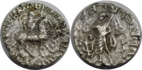 Griechische Münzen, INDO - SKYTHEN. Azes I/II, ca. 35-12 v. Chr. Drachmen. 1,86 g. 14,5 mm. Vs.: König zu Pferd n. r. Rs.: Zeus mit Szepter und Nike n...