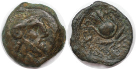 Griechische Münzen, AEGYPTUS. Kleopatra III. AE Dichalkon 116-106 v. Chr., Alexandria (2,30 g. 14,5 mm). Vs.: Kopf des Zeus Ammon rechts. Rs.: Kopfsch...