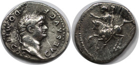 Römische Münzen, MÜNZEN DER RÖMISCHEN KAISERZEIT. Domitian (69-81 n. Chr). Rom. AR Denar. 2,8 g. 20,2 mm. Vs.: CAES AVG F DOMIT COS II. Kopf mit Lorbe...