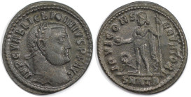 Römische Münzen, MÜNZEN DER RÖMISCHEN KAISERZEIT. Licinius I. (308-324 n. Chr). Follis. (5,43 g. 24 mm) Vs.: IMP C VAL LIC LICINIVS PF AVG, Kopf mit L...