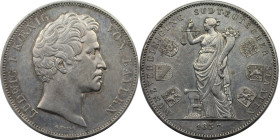 Altdeutsche Münzen und Medaillen, BAYERN / BAVARIA. Ludwig I. (1825-1848). Geschichtsdoppeltaler 1837. Silber. AKS 98. Vorzüglich