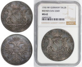 Altdeutsche Münzen und Medaillen, BREMEN - STADT. Reichstaler 1743 MF, mit Titel Karls VII. Silber. 29,27 g. Dav. 2049, Jungk 511. NGC MS 62