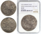 Altdeutsche Münzen und Medaillen, HANAU - MÜNZENBERG. Philipp-Moritz, unter der Regentschaft von Katharina Belgia von Nassau-Orange. Taler 1623. Silbe...