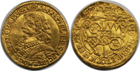 Altdeutsche Münzen und Medaillen, MAINZ. ERZBISTUM. Johann Philipp von Schönborn (1647-1673). Dukat 1655 MF, Mainz. Gold. 3,44 g. Fb. 1656, Helmschrot...