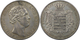 Altdeutsche Münzen und Medaillen, SACHSEN- ALBERTINE. Friedrich August II. (1836-1854). Doppeltaler 1851 F. Silber. AKS 94. Sehr schön-vorzüglich