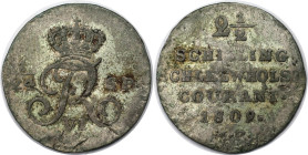 Altdeutsche Münzen und Medaillen, SCHLESWIG - HOLSTEIN. Frederik VI. (1808-1839). 2 1/2 Schilling 1809. Silber. KM 150. Sehr schön