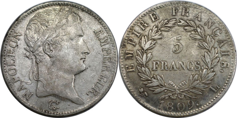 Europäische Münzen und Medaillen, Frankreich / France. Napoleon I. 5 Francs 1809...