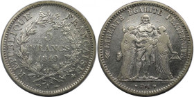 Europäische Münzen und Medaillen, Frankreich / France. Herkulesgruppe. 5 Francs 1849 A. Silber. KM 756.1. Fast Vorzüglich