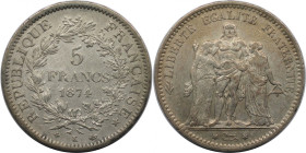 Europäische Münzen und Medaillen, Frankreich / France. Herkulesgruppe. 5 Francs 1874 K. Silber. KM 820.2. Vorzüglich+