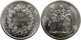 Europäische Münzen und Medaillen, Frankreich / France. Herkulesgruppe. 10 Francs 1973. 25,0 g. 0.900 Silber. 0.72 OZ. KM 932. Stempelglanz. Seltenster...