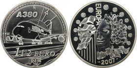 Europäische Münzen und Medaillen, Frankreich / France. Europäische Währungsunion - Airbus A380. 1 1/2 Euro 2007. 22,20 g. 0.900 Silber. 0.64 OZ. KM 14...