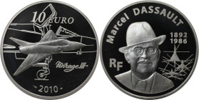 Europäische Münzen und Medaillen, Frankreich / France. Marcel Dassault. 10 Euro 2010, Silber. KM 1691. Proof