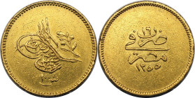 Weltmünzen und Medaillen, Ägypten / Egypt. Abdul Mejid. 100 Qirsh (Pound) 1849 (AH 1255/12). Gold. 8,50 g. KM 235.2. Vorzüglich. Kl. Kratzer