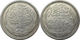 Weltmünzen und Medaillen, Ägypten / Egypt. Hussein Kamil (1914-1917). 20 Piastres 1916. Silber. KM 321. Stempelglanz