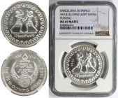 Weltmünzen und Medaillen, Ägypten / Egypt. Olympiade in Barcelona - Fechten. 5 Pounds 1992 (AH1412). Silber. KM 701. NGC MS 69 Matte