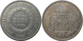 Weltmünzen und Medaillen, Brasilien / Brazil. Peter II. 2000 Reis 1856. Silber. KM 466. Fast Vorzüglich