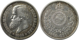 Weltmünzen und Medaillen, Brasilien / Brazil. Pedro II. (1831-1889). 1000 Reis 1869. Silber. KM 476. Vorzüglich