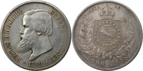 Weltmünzen und Medaillen, Brasilien / Brazil. Peter II. 2000 Reis 1889. Silber. KM 485. Vorzüglich-stempelglanz