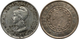 Weltmünzen und Medaillen, Brasilien / Brazil. 500 Reis 1889. Silber. KM 494. Vorzüglich