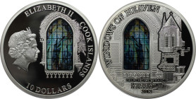 Weltmünzen und Medaillen, Cookinseln / Cook Islands. "WINDOWS OF HEAVEN" Church of St.Francis KRAKOW. 10 Dollars 2012, 0.999 Silber. 50 g. 50 mm. Proo...