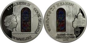 Weltmünzen und Medaillen, Cookinseln / Cook Islands. "WINDOWS OF HEAVEN" LA BASILIQUE DU SACRE CŒUR DE MONTMARTRE. 10 Dollars 2014, 0.925 Silber. 50 g...