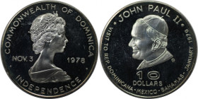 Weltmünzen und Medaillen, Dominikanische Republik / Dominican Republic. Besuch von Papst John Paul II. 10 Dollars 1979. 20,50 g. 0.925 Silber. 0.61 OZ...
