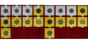 Weltmünzen und Medaillen, Tunesien / Tunisia, Lots und Sammlungen. Protectorat Francais. 1х10 Centimes 1941, 2х10 Centimes 1942, 2х1 Franc 1945, 2х20 ...