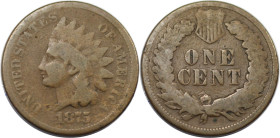 Weltmünzen und Medaillen, Vereinigte Staaten / USA / United States. 1 Cent 1875. KM 90a. Sehr schön