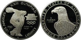 Weltmünzen und Medaillen, Vereinigte Staaten / USA / United States. XXIII. Olympische Sommerspiele 1984 in Los Angeles - Diskuswerfer. 1 Dollar 1983 S...