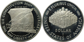 Weltmünzen und Medaillen, Vereinigte Staaten / USA / United States. 200 Jahre Verfassung der Vereinigten Staaten von Amerika. 1 Dollar 1987 S, 26.73 g...