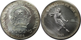 Weltmünzen und Medaillen, Vietnam. "1988 Sommerolympiade, Seoul". 100 Dong 1986. 12,0 g. 0.999 Silber. 0.39 OZ. KM 24. Stempelglanz