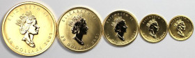Weltmünzen und Medaillen, Lots und Sammlungen Weltmünzen und Medaillen. 1, 5, 10, 20, 50 Dollars 2001. Set von 5 Stück. Gold. Polierte Platte
