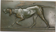 Medaillen und Jetons, Hundesport / Dog sports. "OFFERT PAR "VITA" C ie D'ASSces SUR LA VIE - PARIS" Medaille 1910 - 15, Rare Type. Bronze. 53 x 91 mm....