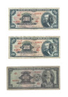 Banknoten, Brasilien / Brazil, Lots und Sammlungen. 2 x 5 Cruzeiros ND (1966) Serie 1700A, 2062A, Pick 188a, 188b, III, II. 10 Cruzeiros ND (1966) Ser...