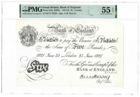 Banknoten, Großbritannien / Great Britain. Bank of England 5 Pounds 1918-21 London Pick# 312a B209a S/N B/77 75259 - Sign. E.M. Harvey PMG 55 About Un...