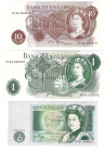 Banknoten, Großbritannien / Great Britain, Lots und Sammlungen. 10 Shillings ND (1966-1970), 1 Pound ND (1970-1978), 1 Pound ND (1978-1980). Lot von 3...