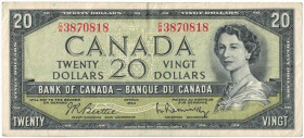 Banknoten, Kanada / Canada. 20 Dollars 1954. Pick 80b. II