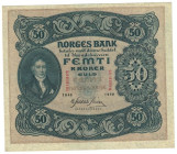 Banknoten, Norwegen / Norway. 50 Kroner 1940. P. 9c. aXF