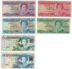 Banknoten, Ost Karibik / East Caribbean, Lots und Sammlungen. 1 Dollar ND (1985-1988), P. 17 (IV), 5 Dollars ND (1986-1988), P. 18 (IV), 20 Dollars ND...