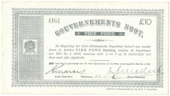 Banknoten, Südafrika / South Africa. Pretoria. 10 Pounds 28.5.1900 Gouvernements Noot. I-