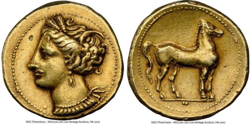 ZEUGITANA. Carthage. Ca. 320-280 BC. EL stater (19mm, 7.52 gm, 12h). NGC Choice ...
