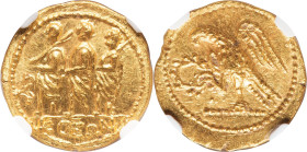 SCYTHIA. Geto-Dacians. Coson (ca. after 54 BC). AV stater (18mm, 8.34 gm, 12h). NGC Choice MS 5/5 - 4/5. Roman consul (L. Junius Brutus) walking left,...