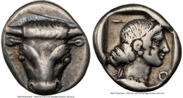 PHOCIS. Phocian League. Federal Issue. Ca. 5th century BC. AR triobol or hemidrachm (14mm, 2h). NGC VF, scratches. Head of bull facing / Φ-O-K-I, head...