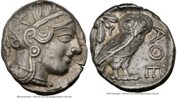 ATTICA. Athens. Ca. 440-404 BC. AR tetradrachm (22mm, 17.14 gm, 8h). NGC AU 5/5 - 3/5. Mid-mass coinage issue. Head of Athena right, wearing earring, ...