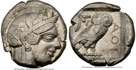 ATTICA. Athens. Ca. 440-404 BC. AR tetradrachm (24mm, 17.20 gm, 3h). NGC AU 4/5 - 4/5. Mid-mass coinage issue. Head of Athena right, wearing earring, ...