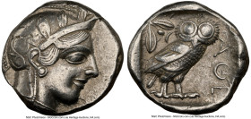 ATTICA. Athens. Ca. 440-404 BC. AR tetradrachm (23mm, 17.15 gm, 1h). NGC Choice VF 5/5 - 4/5. Mid-mass coinage issue. Head of Athena right, wearing ea...