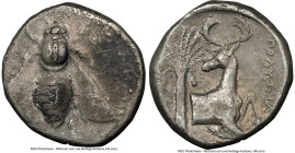 IONIA. Ephesus. Ca. 4th century BC. AR tetradrachm (24mm, 1h). NGC Choice Fine. Ca. 360-350 BC, Poliselus, magistrate. E-Φ, bee with straight wings se...