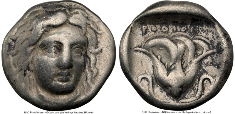 CARIAN ISLANDS. Rhodes. Ca. 360-340 BC. AR drachm (14mm, 12h). NGC Choice Fine. ...