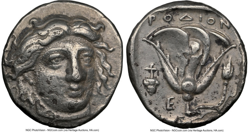 CARIAN ISLANDS. Rhodes. Ca. 340-316 BC. AR didrachm (19mm, 12h). NGC VF, flan fl...